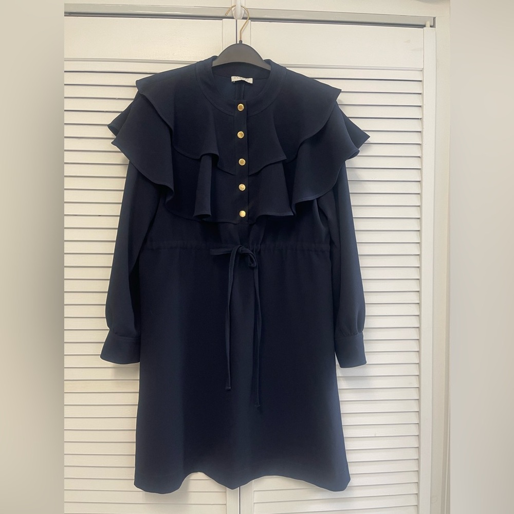 Sandro Wendy Ruffled Tie Front Minidress - Picture 2 of 5
